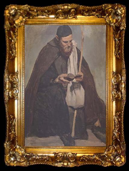 framed  Jean Baptiste Camille  Corot Moine italien assis (mk11), ta009-2